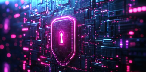 Glowing Keyhole on a Cybernetic Circuit Board