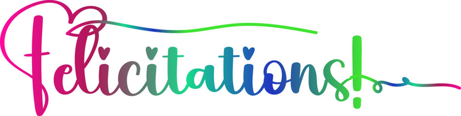 Bannière calligraphique avec dégradé doré FELICITATIONS!, Felicitations! gradient text