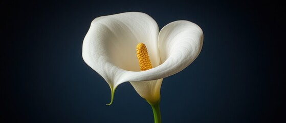 A Single White Calla Lily with a Yellow Stamen