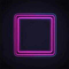 Neon square frame, luminous border with sparkling pink color legan