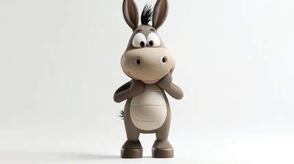 Fototapeta premium A cheerful cartoon donkey character with a friendly expression and playful stance.
