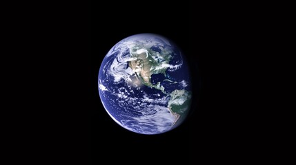 Naklejka premium A close-up shot of the Earth in space, with a focus on North and South America. The planet is shown with a blue and green hue.