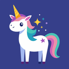 Charm and joy: unique vector illustration of a cheerful unicorn for your festive mood.
