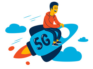 Man takes off on a 5G rocket