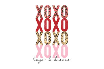Xoxo hugs & kisses, Valentine quote Sublimation T shirt Design