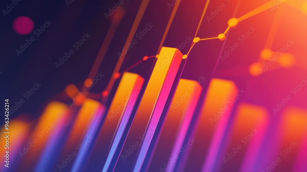 Poster a business presentation slide with a dynamic bar graph and growth projections, highlighting key metr