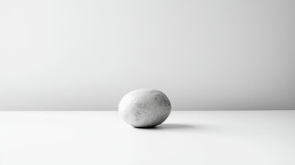 A Single, Gray, Rough-Textured Sphere on a White Surface