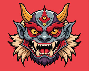 japanese demon head vector illustration