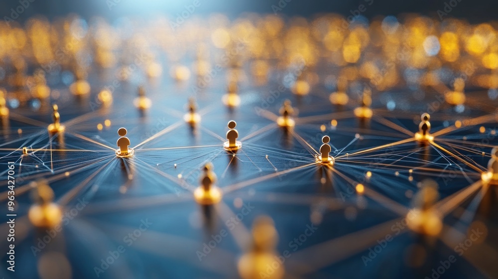 Poster abstract representation of network connections with figures.