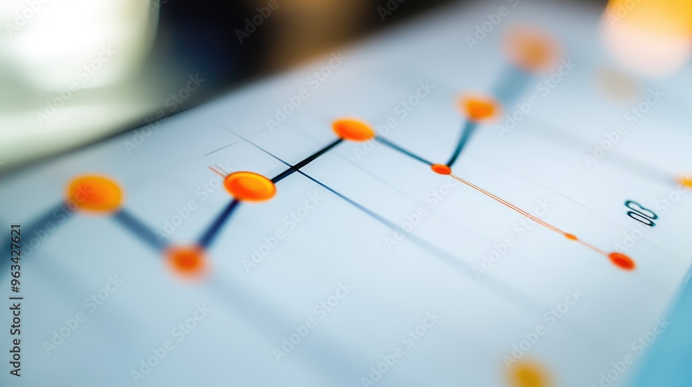 Poster a close-up of a business line graph showing upward trends, with vibrant colors and clear data points