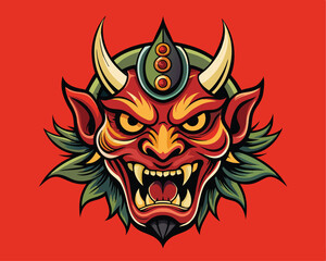 japanese demon head vector illustration