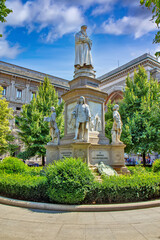 Statue of Leonardo da Vinci in Milano, Italy