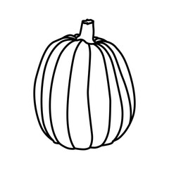 Line icon of cartoon pumpkin isolated on white background.
