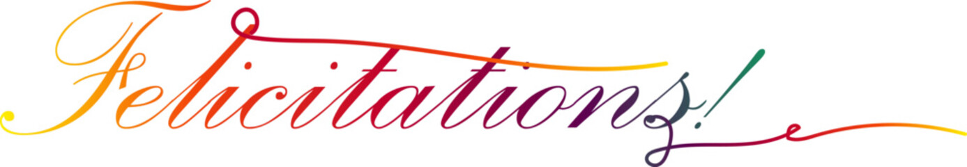 Bannière calligraphique avec dégradé doré FELICITATIONS!, Felicitations! gradient text