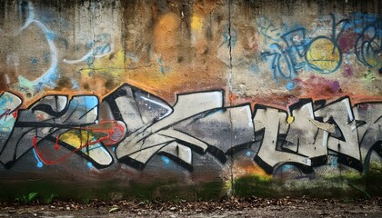 Fototapeta premium wall with graffiti, AI generated