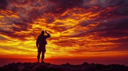 The Soldier Saluting at Sunset