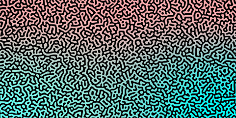 Turing reaction diffusion monochrome seamless pattern with chaotic motion. Abstract Turing organic wallpaper with background. Abstract diffusion pattern with chaotic shapes. Vector illustration