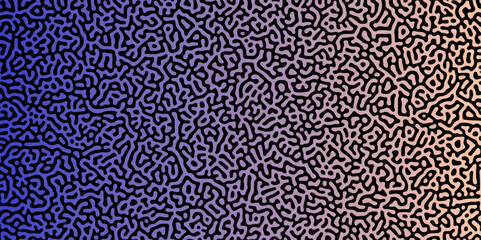 Turing reaction diffusion monochrome seamless pattern with chaotic motion. Abstract Turing organic wallpaper with background. Abstract diffusion pattern with chaotic shapes. Vector illustration