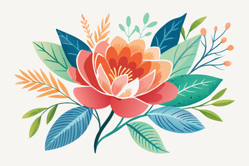 Minimalist water color flowers vector art illustration