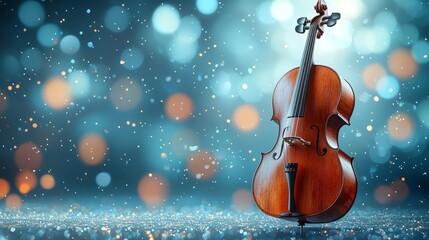 Violin on leather background with copy space for classical music concept or concert poster