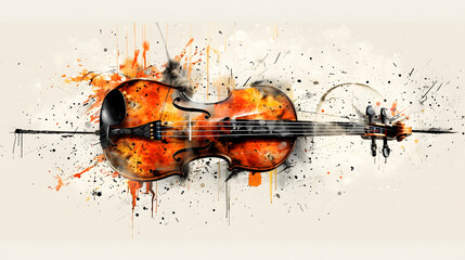 Whimsical Abstract Violin Squirrel with Musical Notes: AI-Generated 3D Render for Creative...