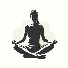 a Woman sitting and meditating isolated white background