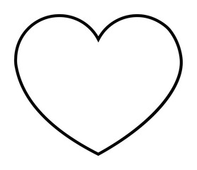 This image features a black outline of a heart shape on a white background. Ideal for themes related to love, romance, Valentines, minimalistic design, and crafting projects.