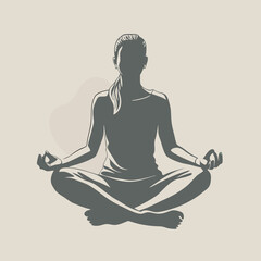 a Woman sitting and meditating isolated white background