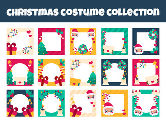 Fototapeta premium Christmas frames vector illustration set