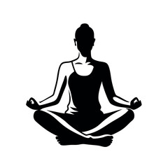 a Woman sitting and meditating isolated white background