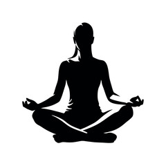 a Woman sitting and meditating isolated white background