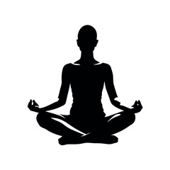 a Woman sitting and meditating isolated white background