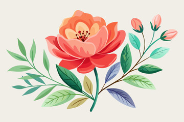 Minimalist water color flowers vector art illustration