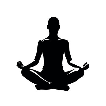 recommend clip art: a Woman sitting and meditating isolated white background