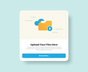 Professional file drag and drop ui design with minimalist cloud folder illustration