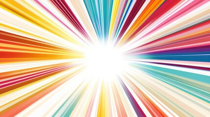 Obraz premium A burst of colorful rays converge at a bright white center.