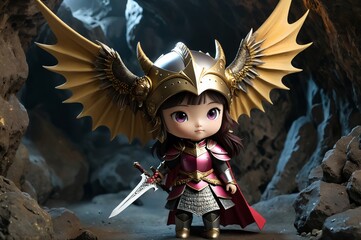 Cute little 3D doll in children's cartoon style, animated fantasy. Artistic background. Art illustration. Book illustration. Cartoon stylized illustrated art.