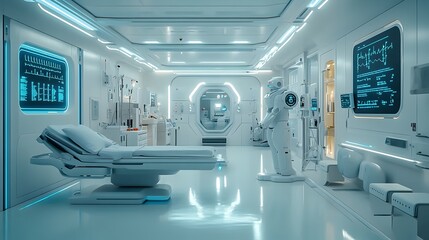 Cutting-Edge Medical Technology in a Sleek and Modern Hospital Interior