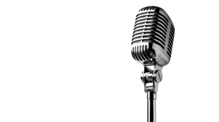 Close-up of a vintage microphone on a dark background, symbolizing music, performance, and communication.