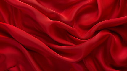 Luxurious, vibrant red fabric elegantly draped as a rich background
