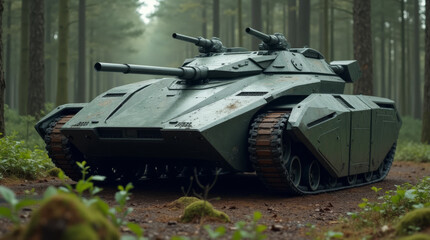 Moderner Panzer im Wald