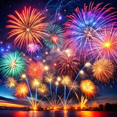 Naklejka premium fireworks on the night sky