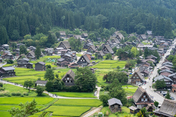 夏の白川郷の眺望, 岐阜県