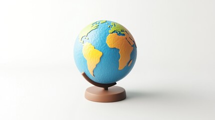 A colorful globe depicting continents, designed for educational purposes.