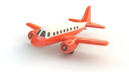 A colorful toy airplane with a vibrant orange and white design, ideal for play or decoration.