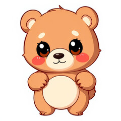 Obraz premium Süßer, niedlicher, cartoonartiger Bär mit liebevollem Ausdruck