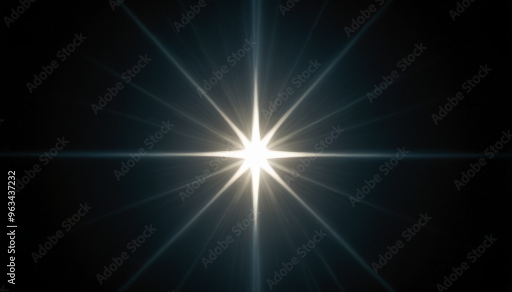 Poster a radiant starburst shines brilliantly in the darkness of space, with sharp beams of light extending