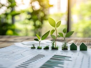 Corporate Sustainability Initiative Visualized on Paper Chart Measuring Environmental and ESG Impacts