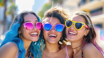 The Women Wearing Colorful Sunglasses