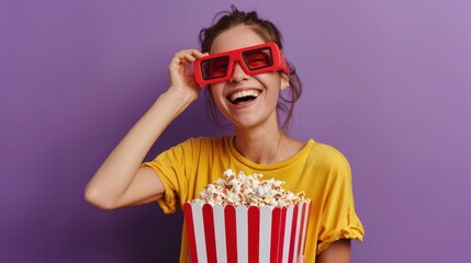 Obraz premium The Woman with Popcorn Fun